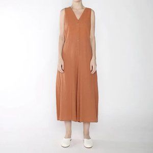 NWT 7115 BY SZEKI LINEN WIDE LEGGED JUMPSUIT ORANGE,